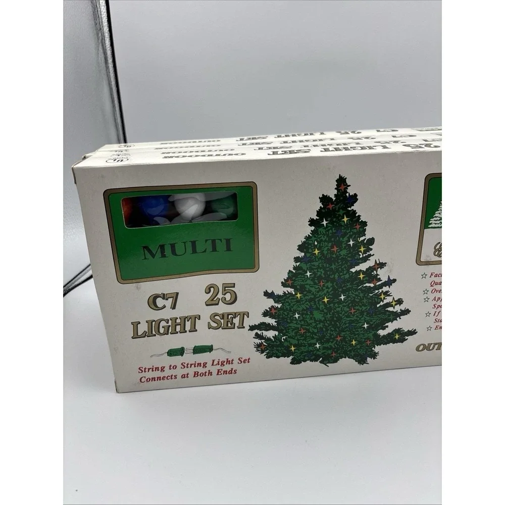 3 Sets Enchanted Forest 25-Light Set C7 Ceramic‎ Style Bulbs Vtg Christmas